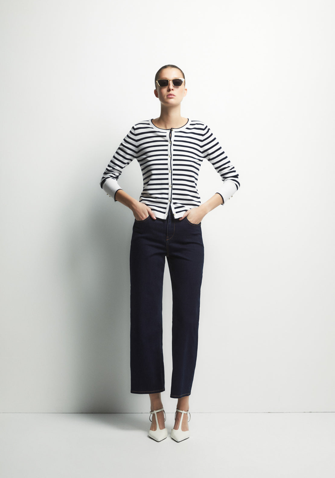Sfera Wide Leg Ankle Jeans With Zip Fastening - Denim 4 Shaws Department Stores