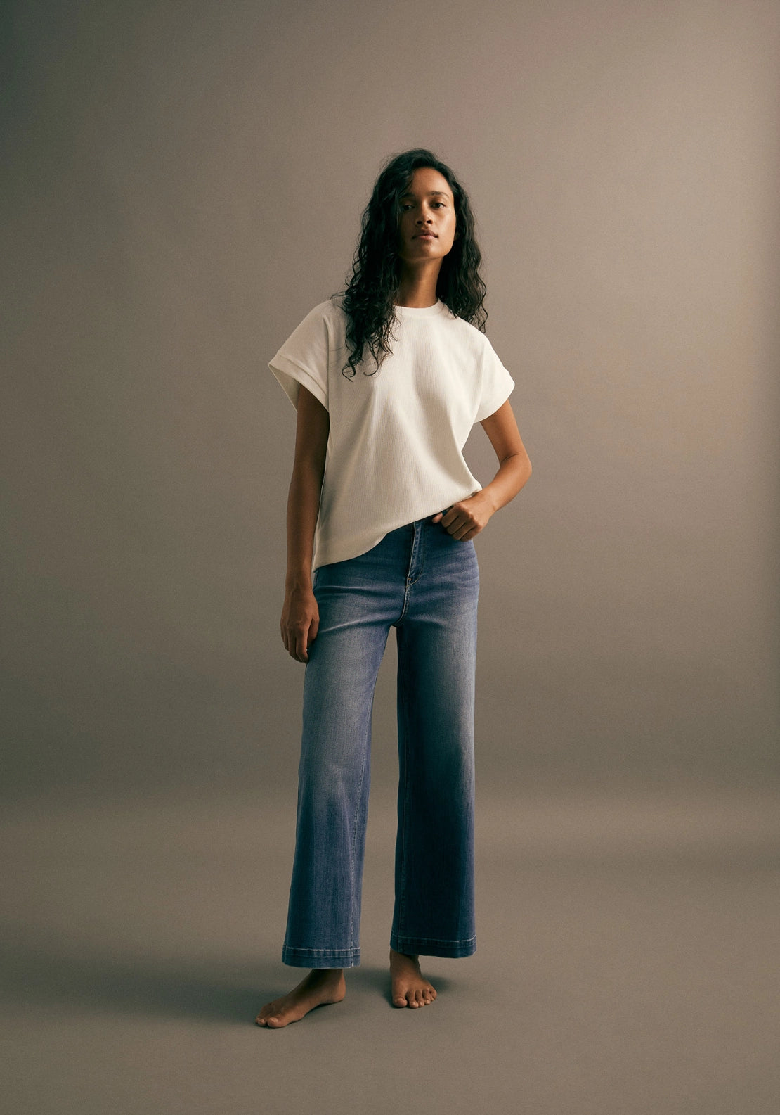 High Rise Culotte Jeans - Denim