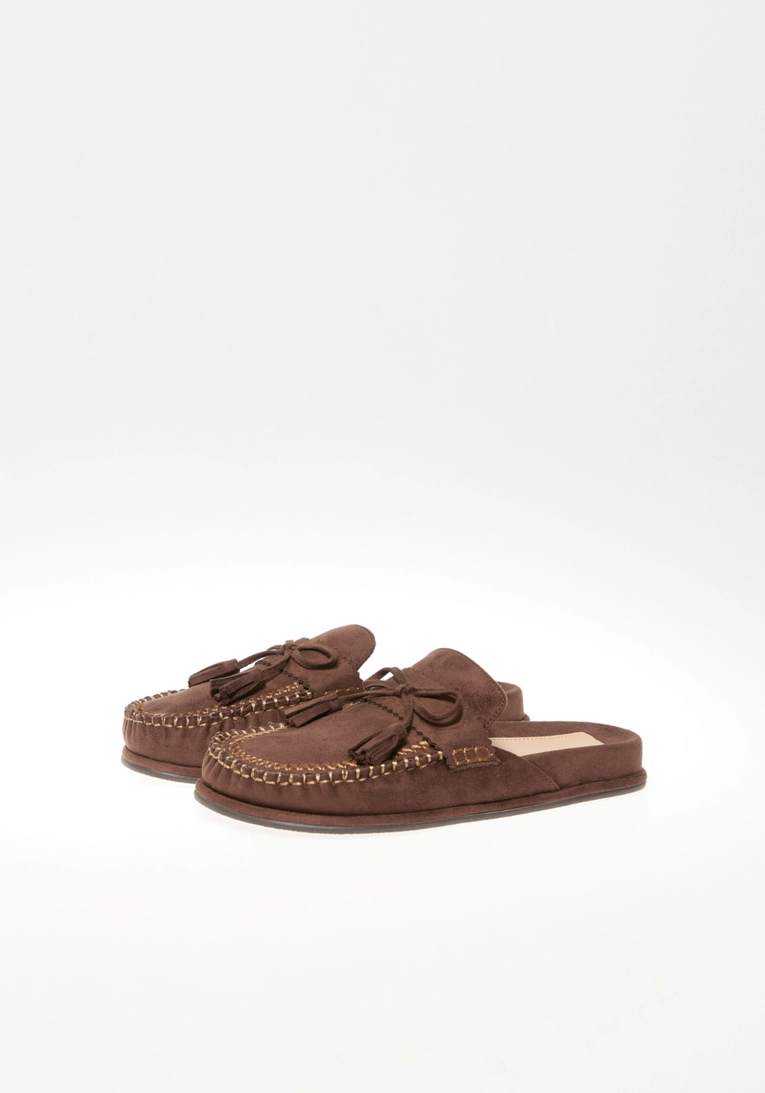 Slip On Loafers With Contrast Stitching - Brown