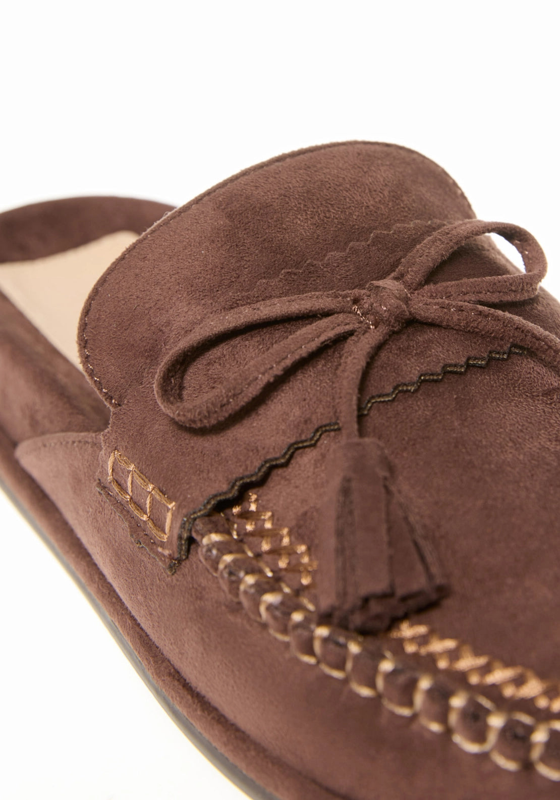 Slip On Loafers With Contrast Stitching - Brown