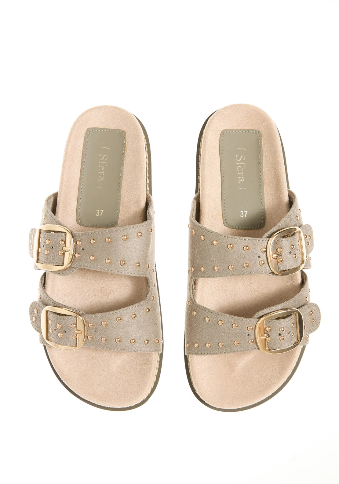 Studded Stitch Sandals - Green
