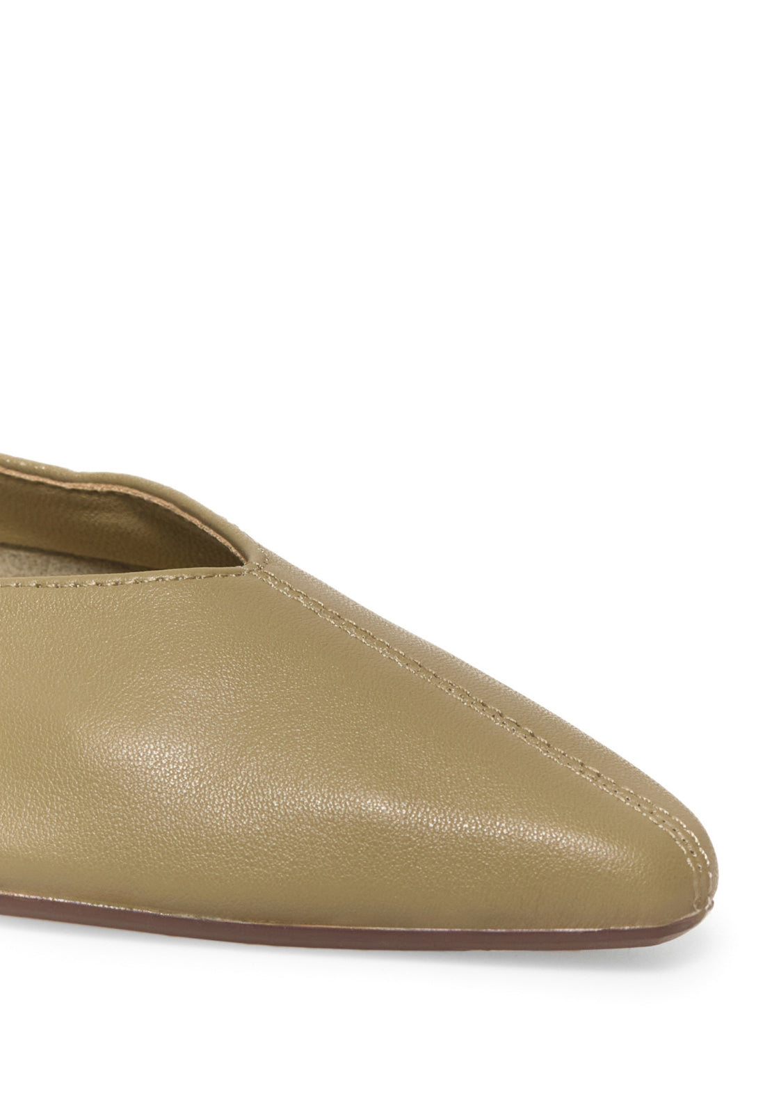 Basic Leather V-Cut Flats - Green