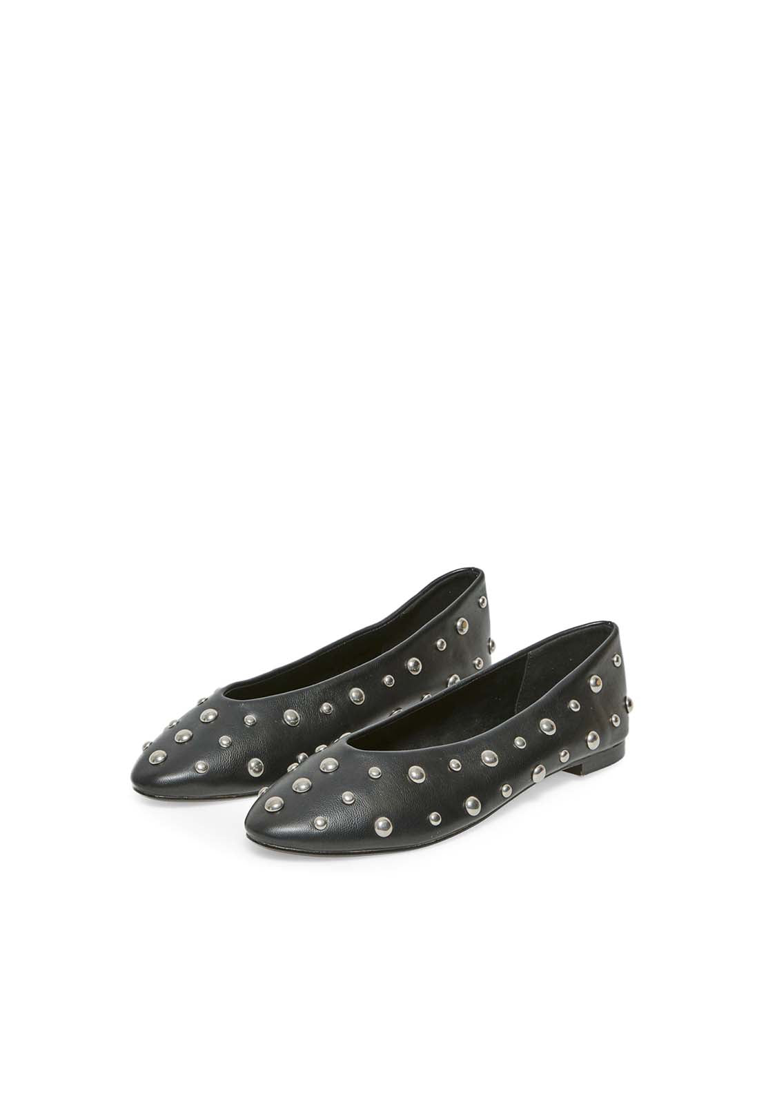 Macro Stud Ballet Flats - Black