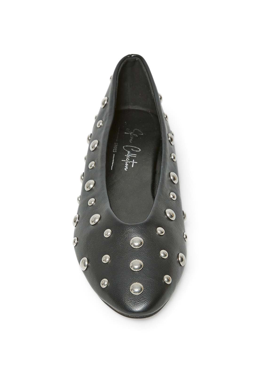 Macro Stud Ballet Flats - Black