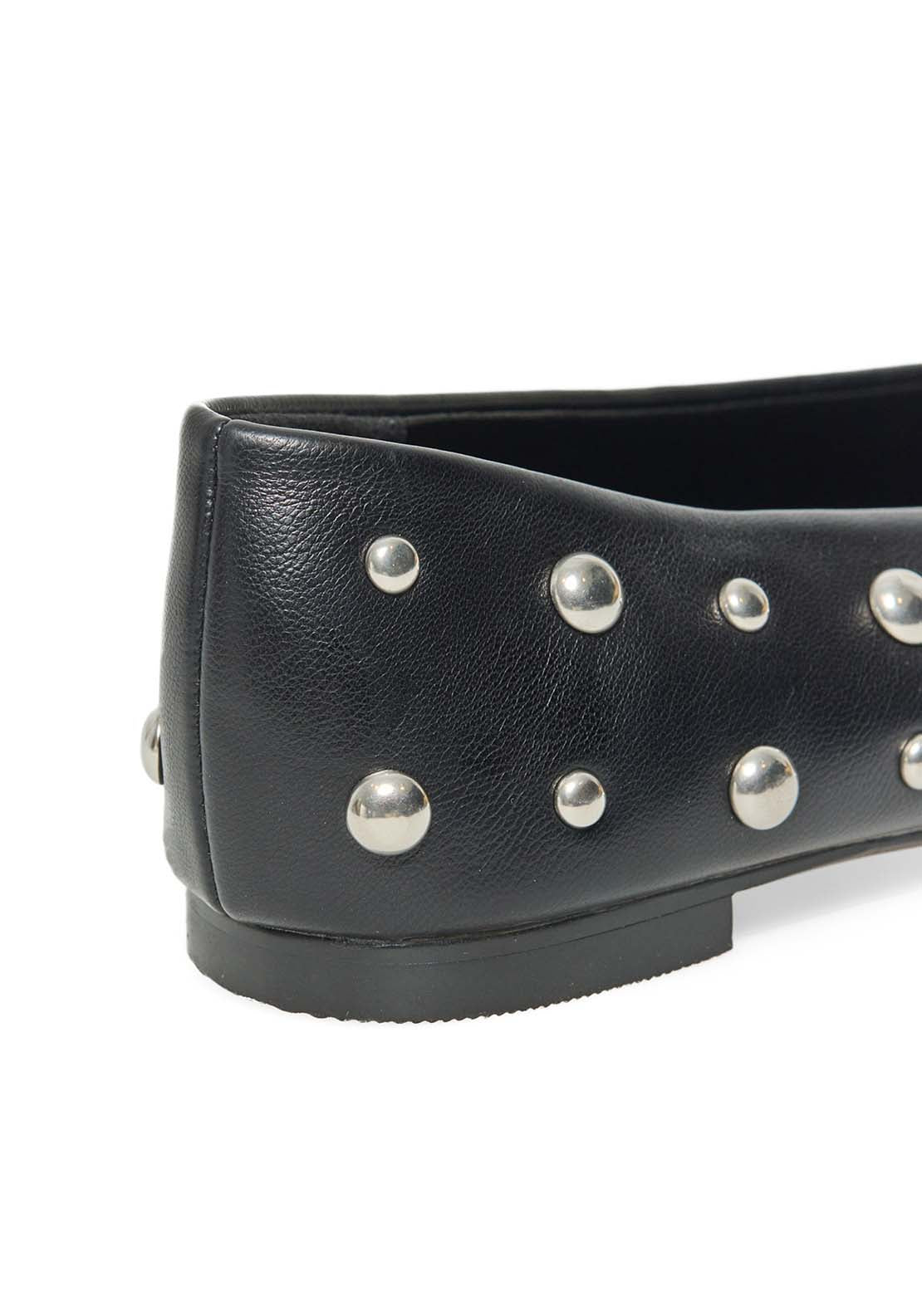 Macro Stud Ballet Flats - Black