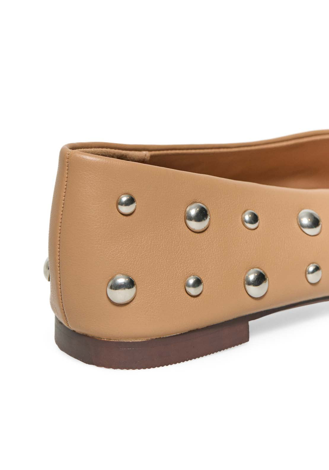 Macro Stud Ballet Flats - Nude