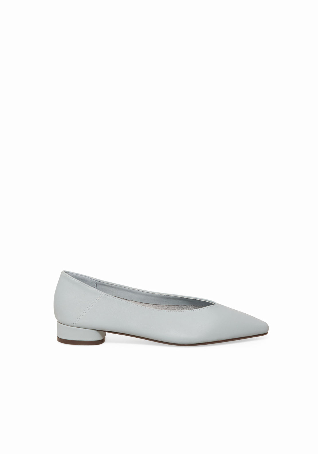 Leather Bellet Flat Small Heel - Blue