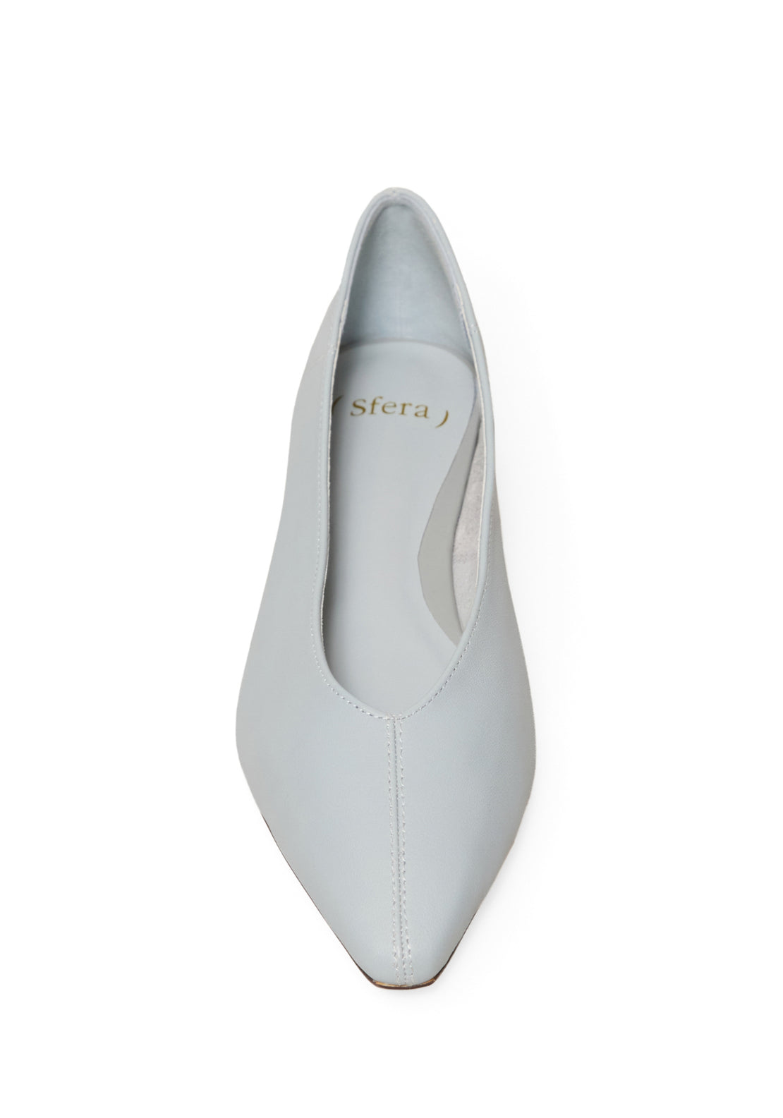 Leather Bellet Flat Small Heel - Blue