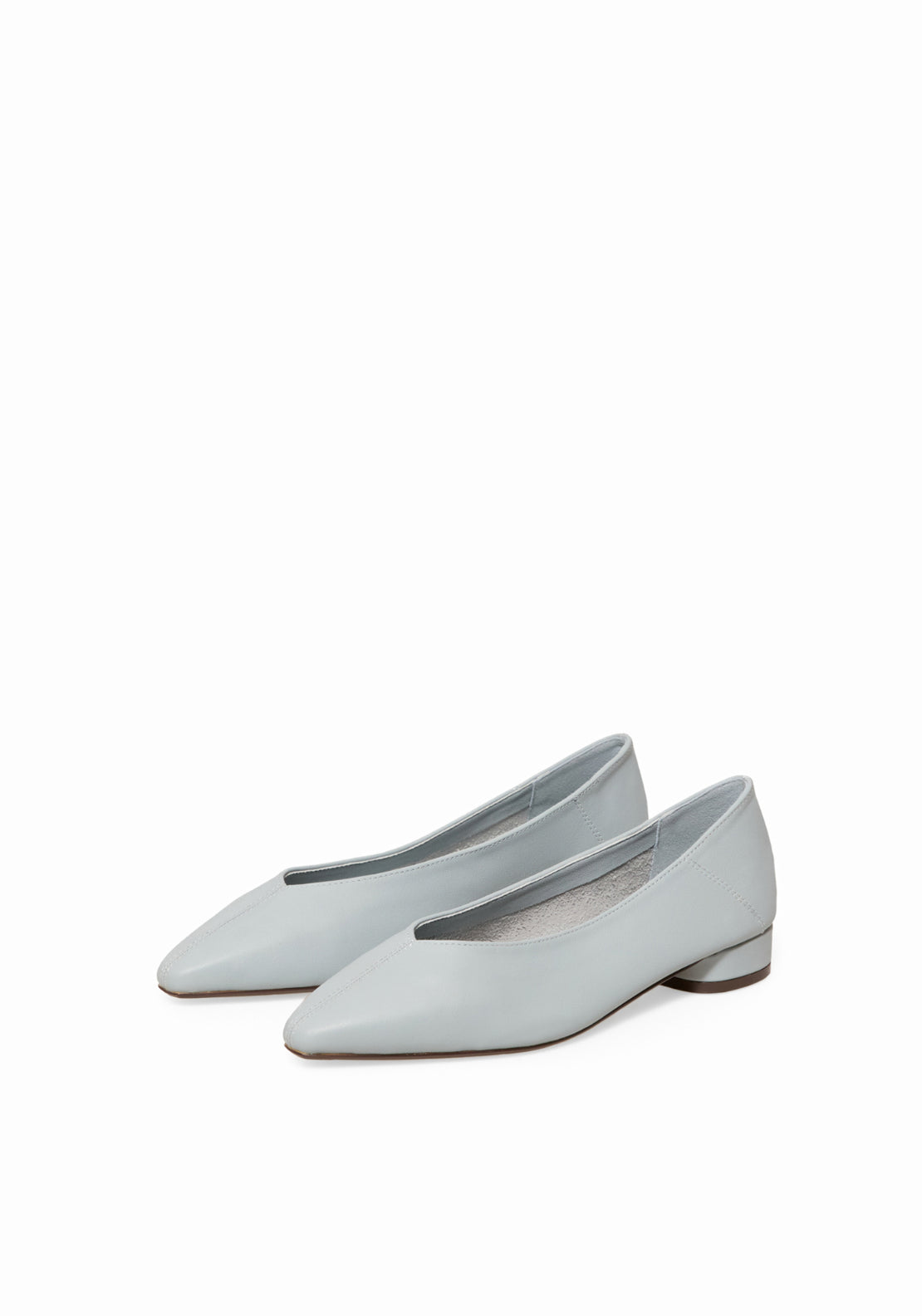 Leather Bellet Flat Small Heel - Blue