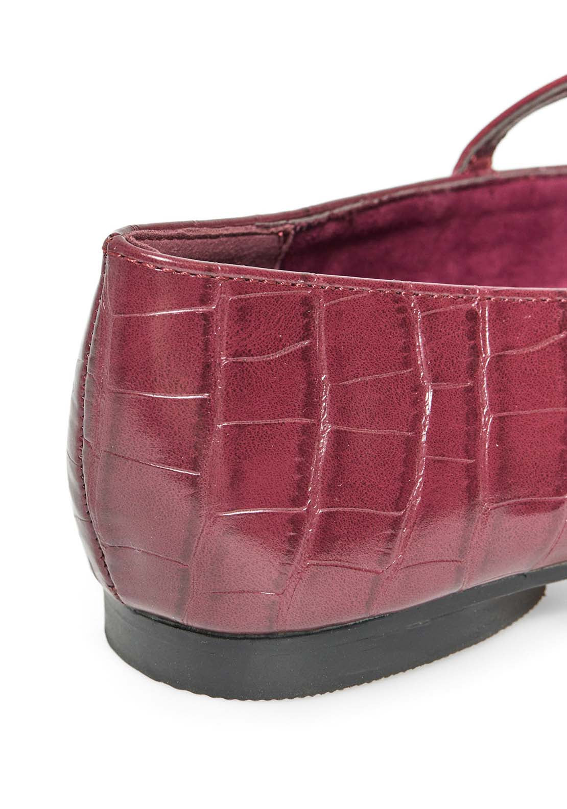 Crocodile Pattern Mary Janes - Wine