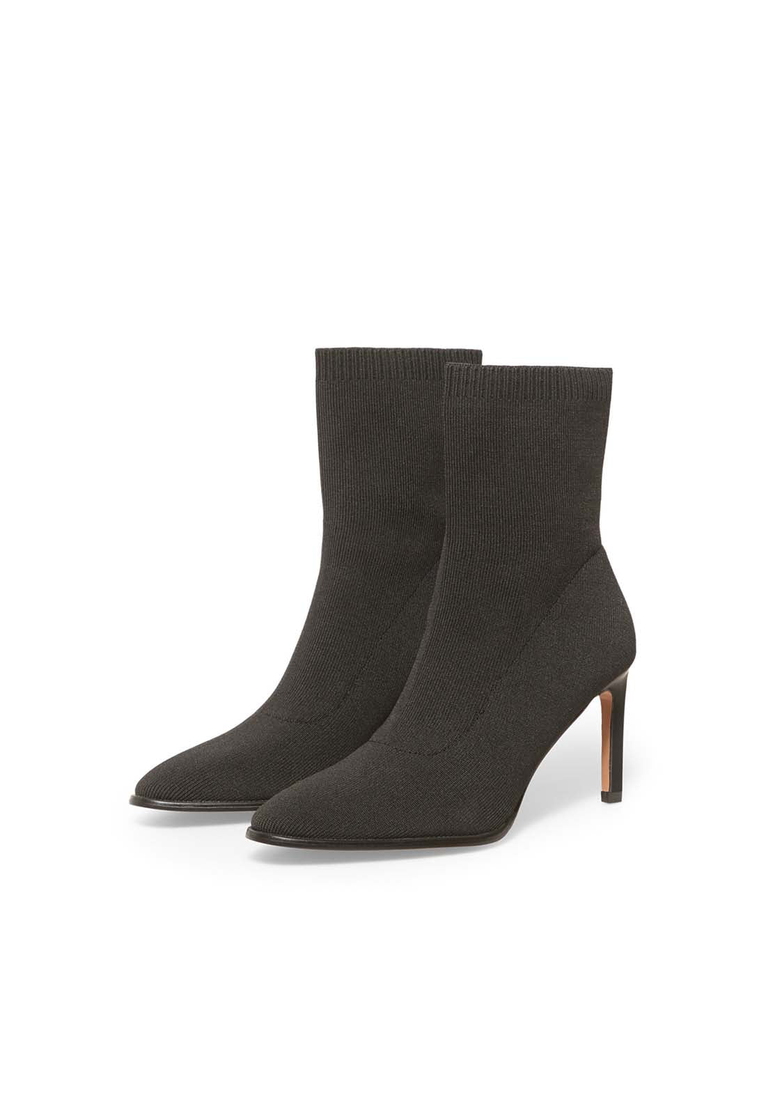 Sock-Style Heel Boots - Black