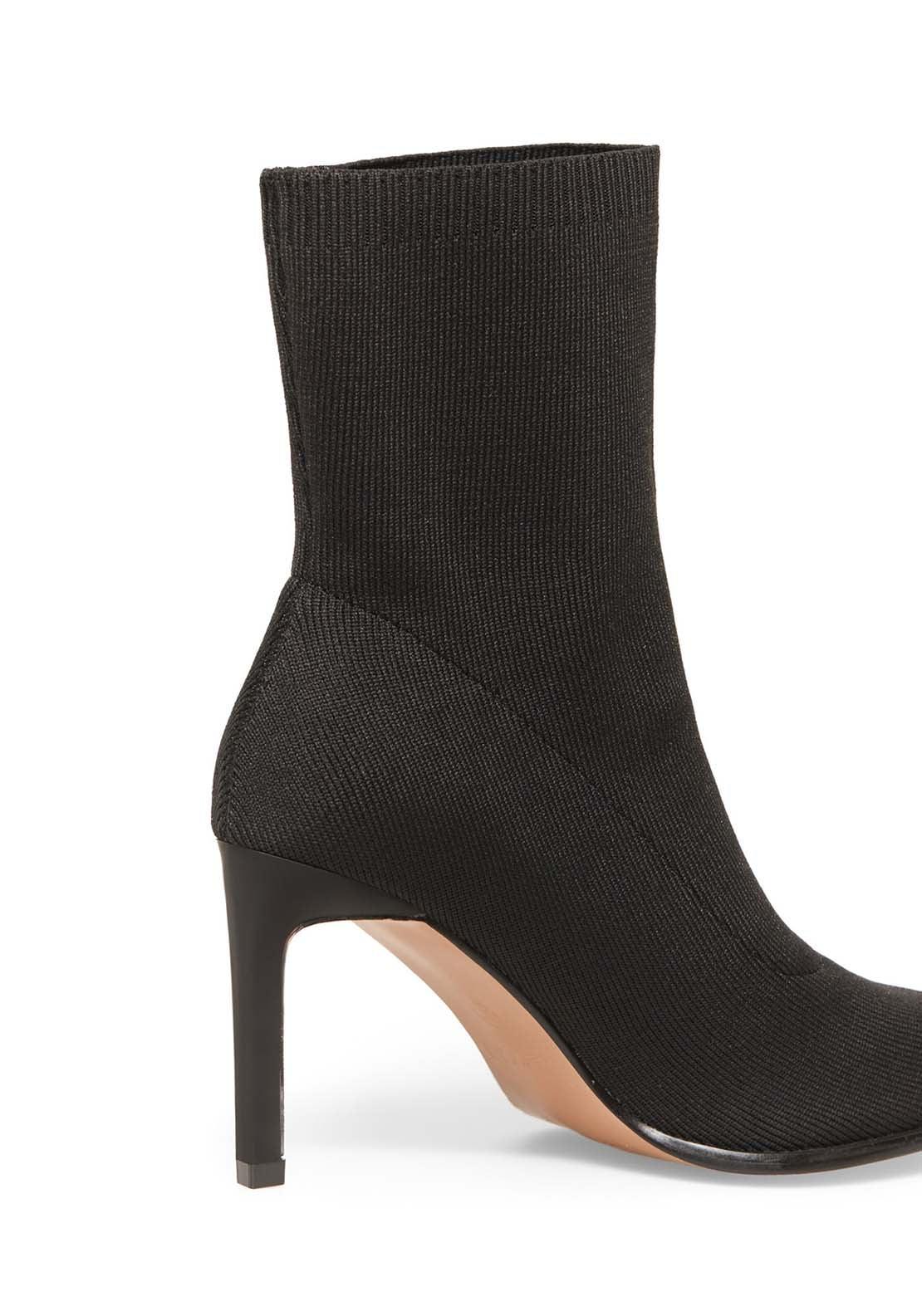 Sock-Style Heel Boots - Black