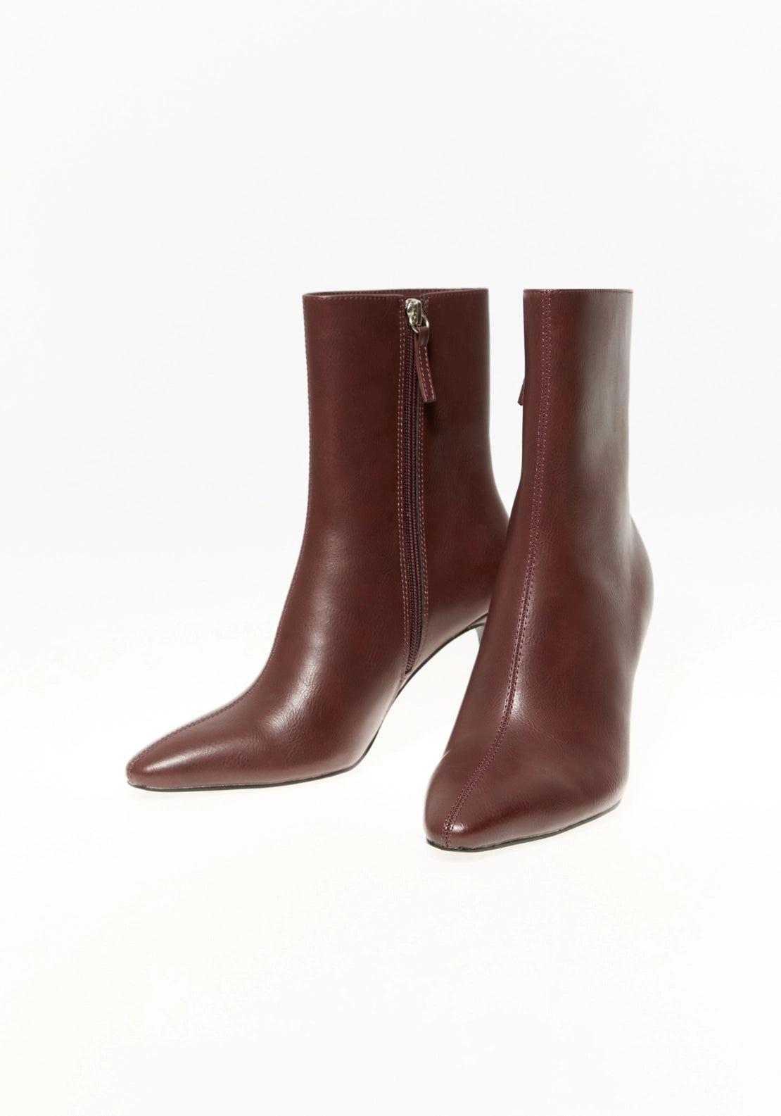 Side Zip Heeled Boot - Wine