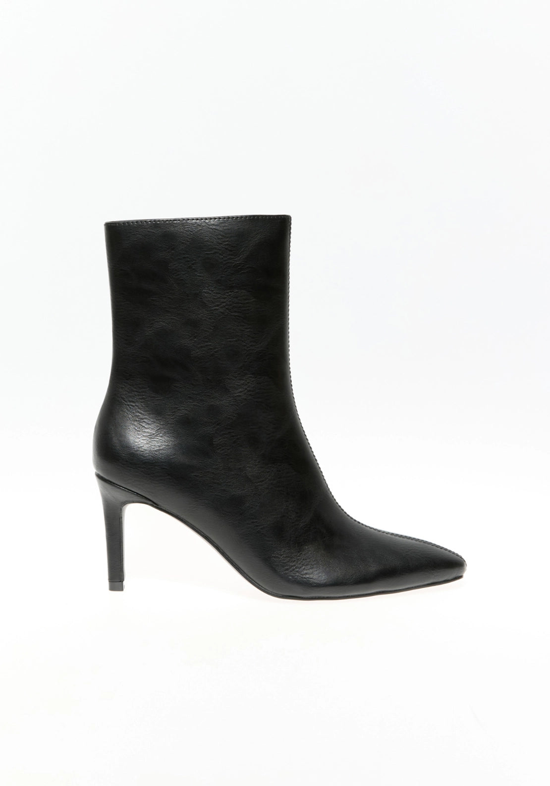 Side Zip Heeled Boot - Black