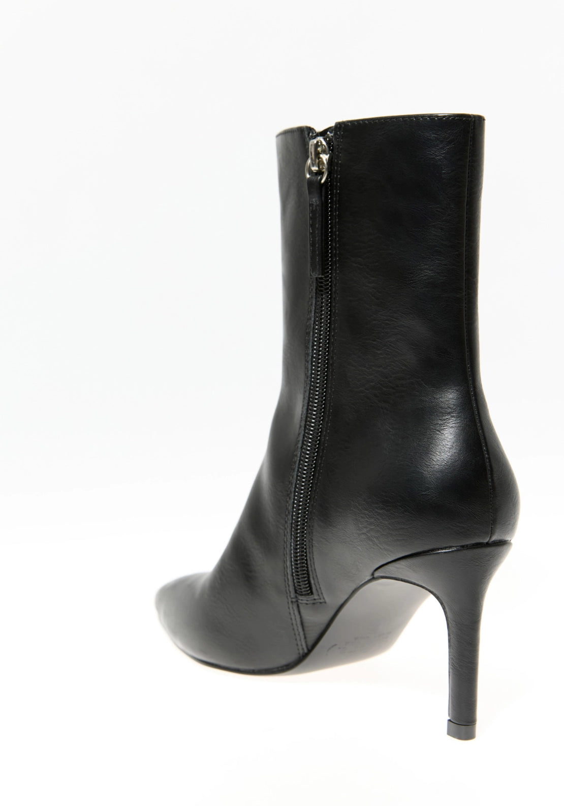 Side Zip Heeled Boot - Black