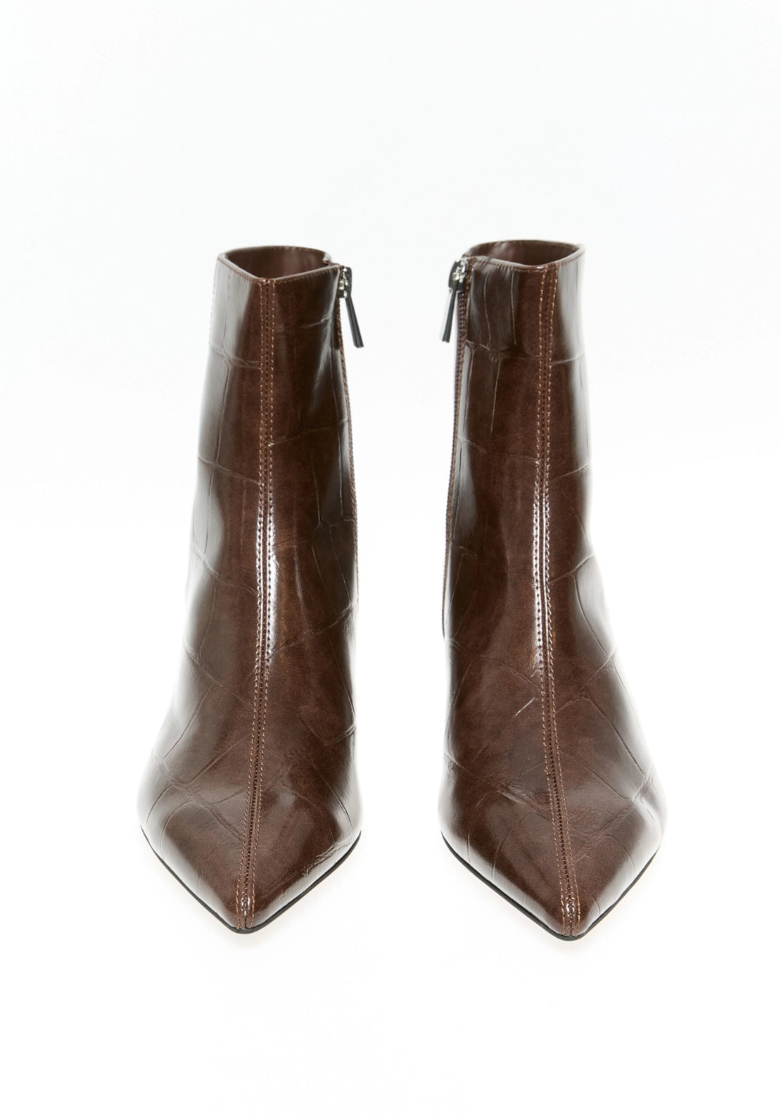 Side Zip Heeled Boot - Brown