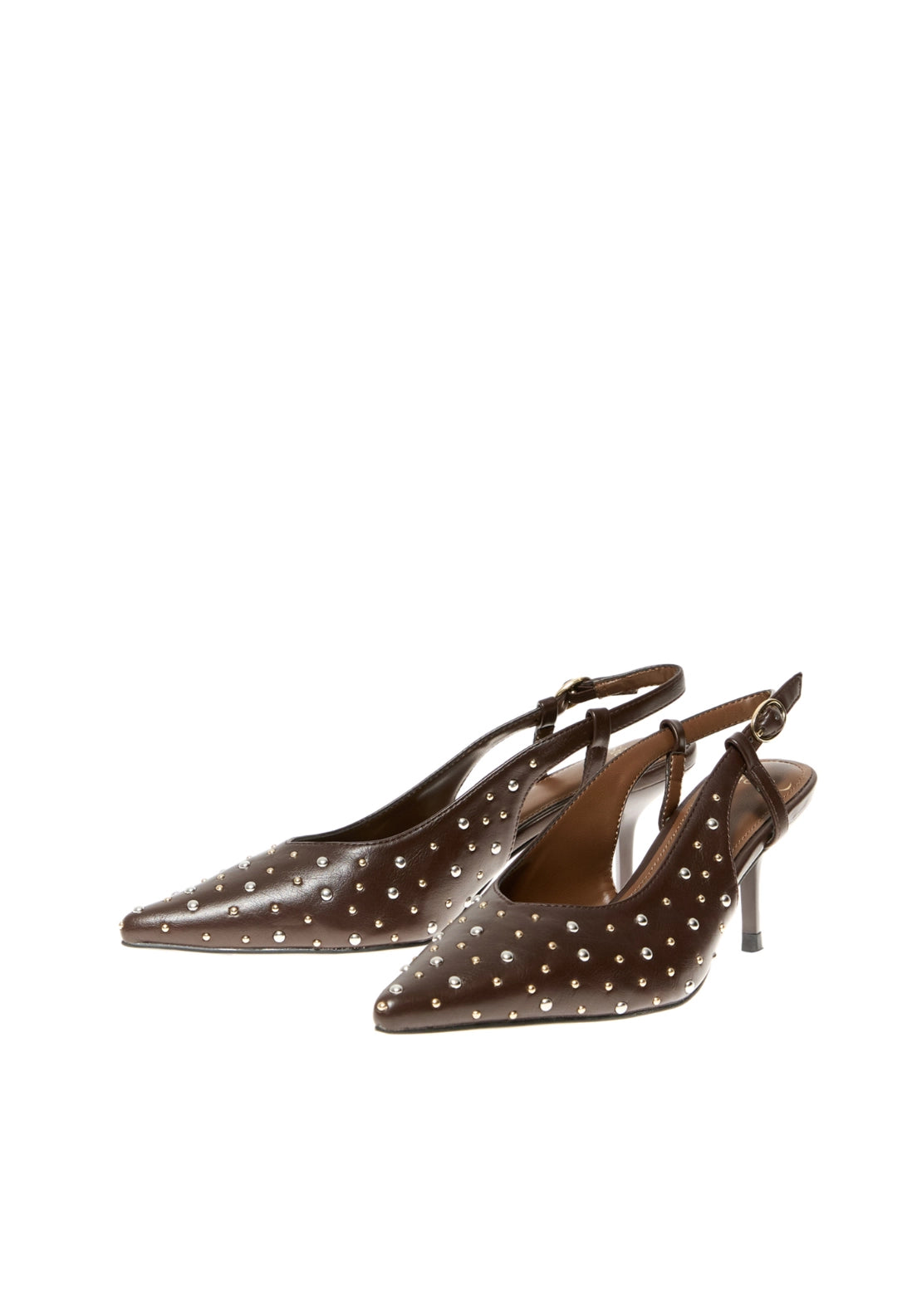 Stud Heeled Shoe - Brown