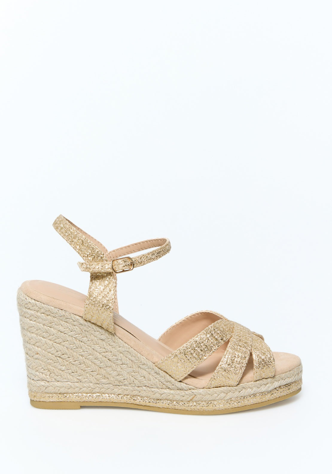 Sfera Metalic Raffia Wedge - Gold 1 Shaws Department Stores
