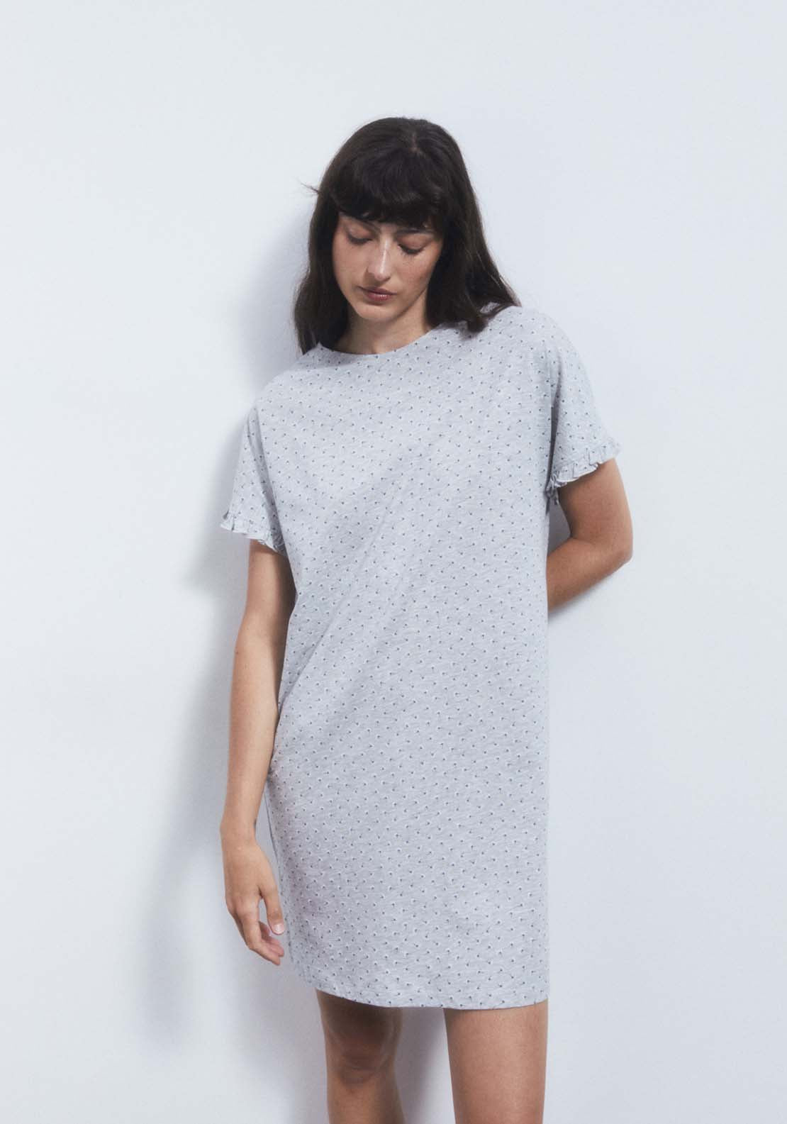 Sfera Little Flowers Nightdress - Grey 1 Shaws Department Stores