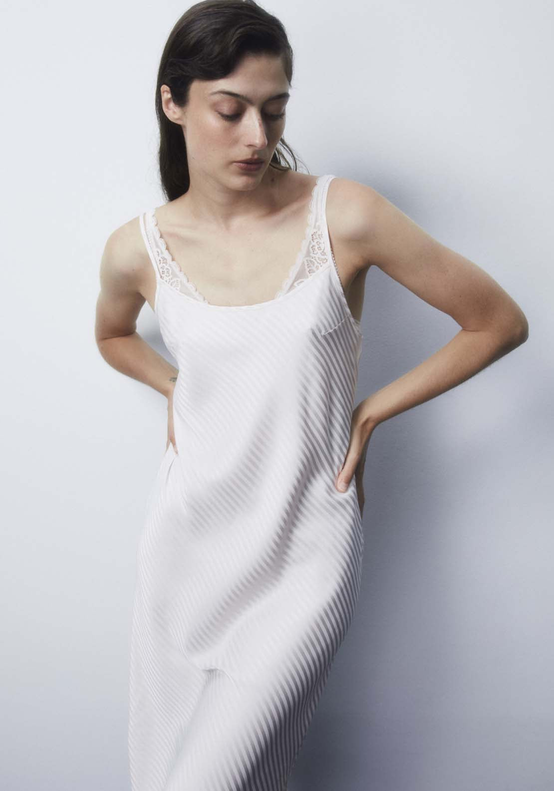 Sfera Rib-Knit Nightdress - Bone 1 Shaws Department Stores