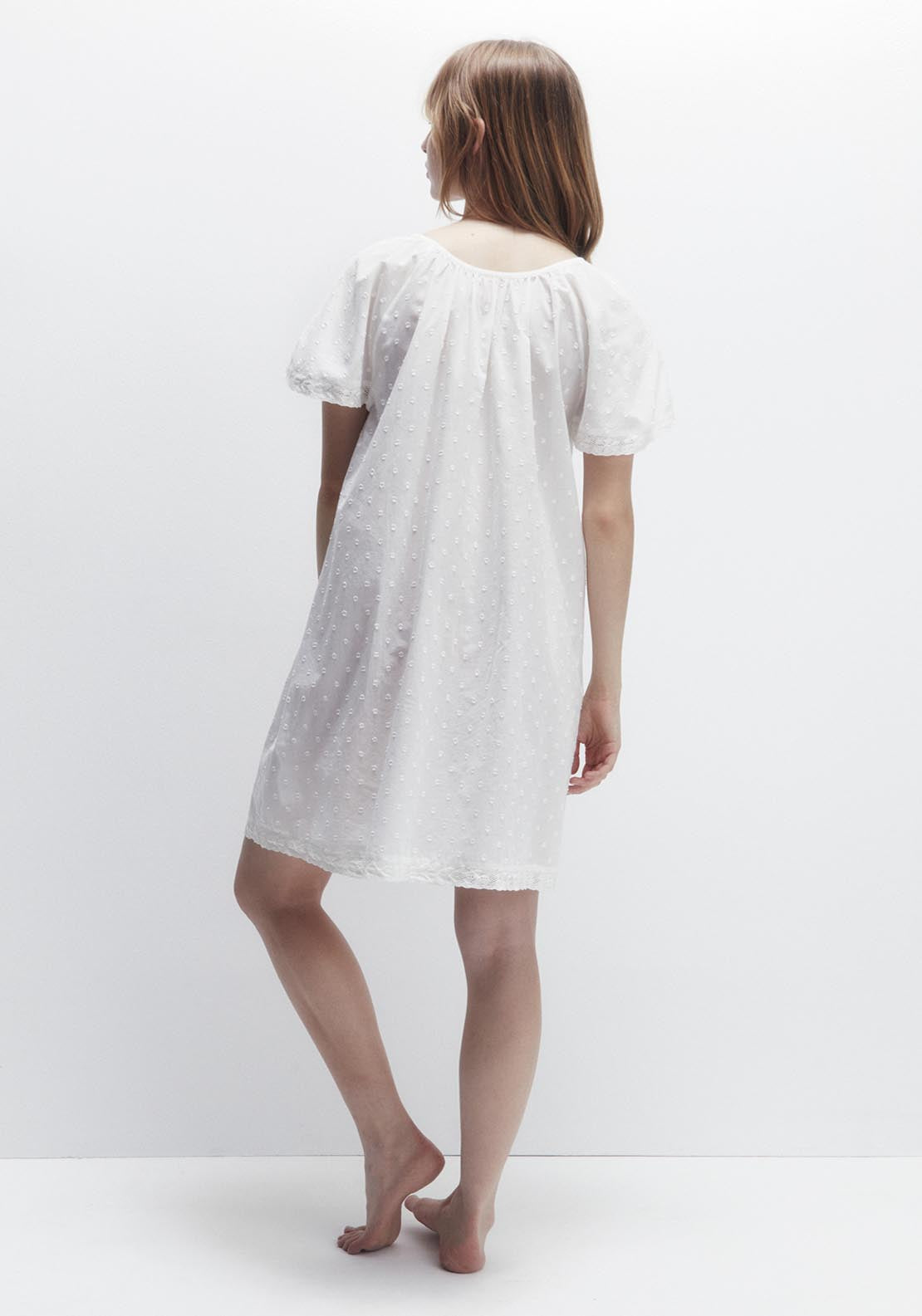 Sfera Plain Plumetis Nightshirt - White 4 Shaws Department Stores