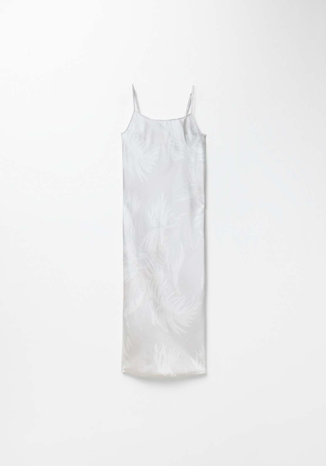 Satin Palm Tree Nightdress - Stone