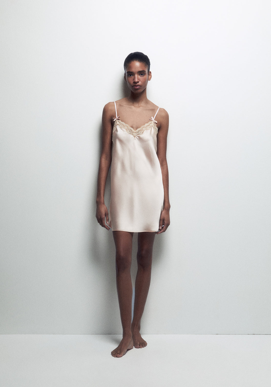Satin Strap Nightdress - Pink Pale