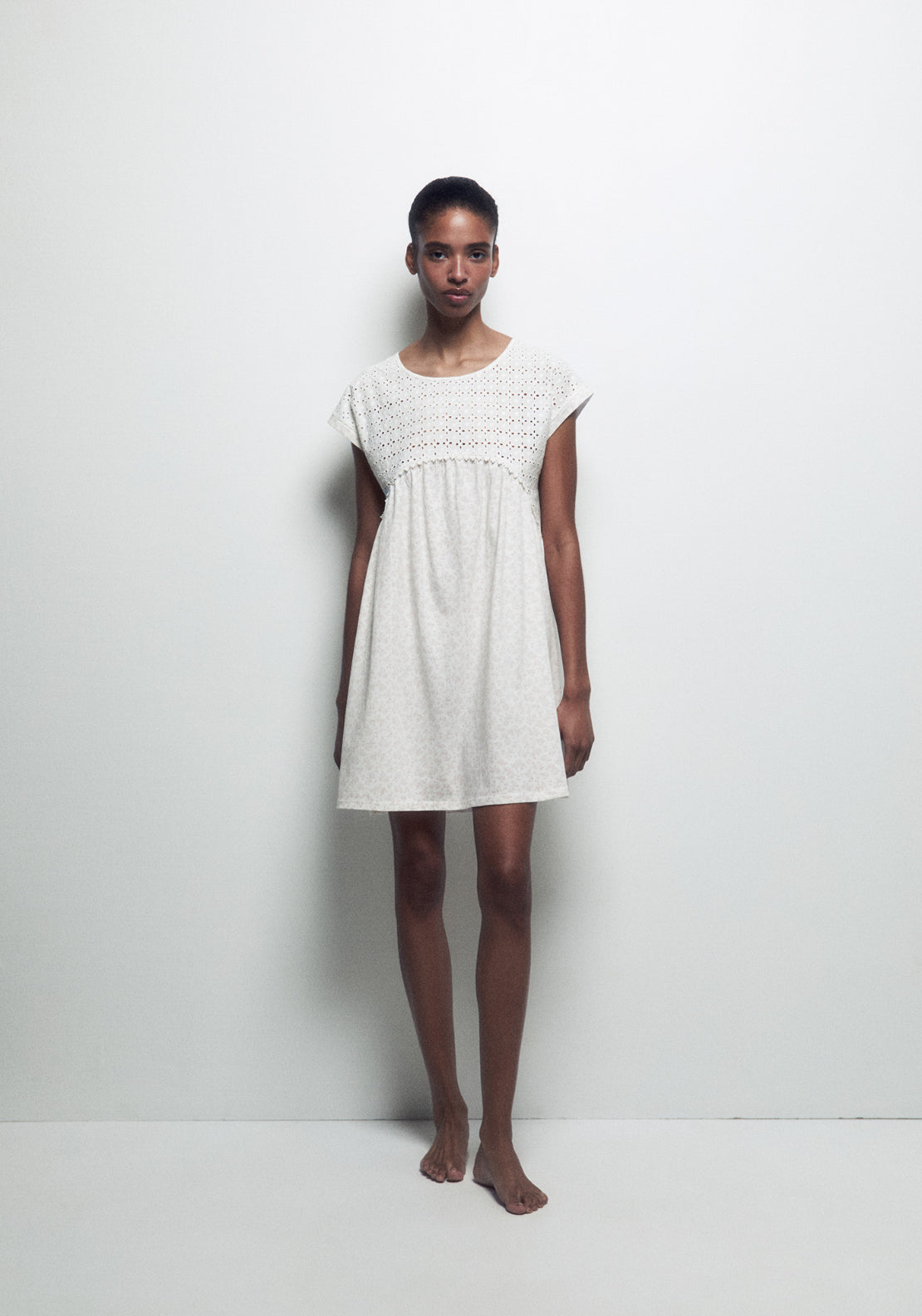 100% Cotton Sleeveless Floral Nightdress - Pink Pale