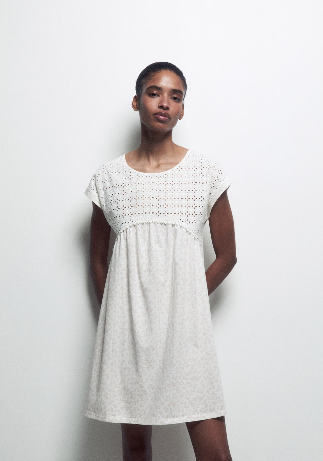 100% Cotton Sleeveless Floral Nightdress - Pink Pale