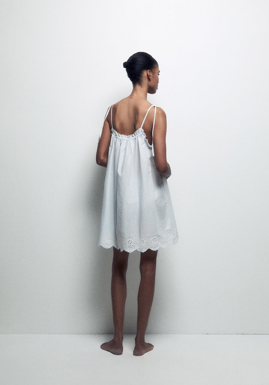 100% Cotton Striped Strappy Nightdress - Blue