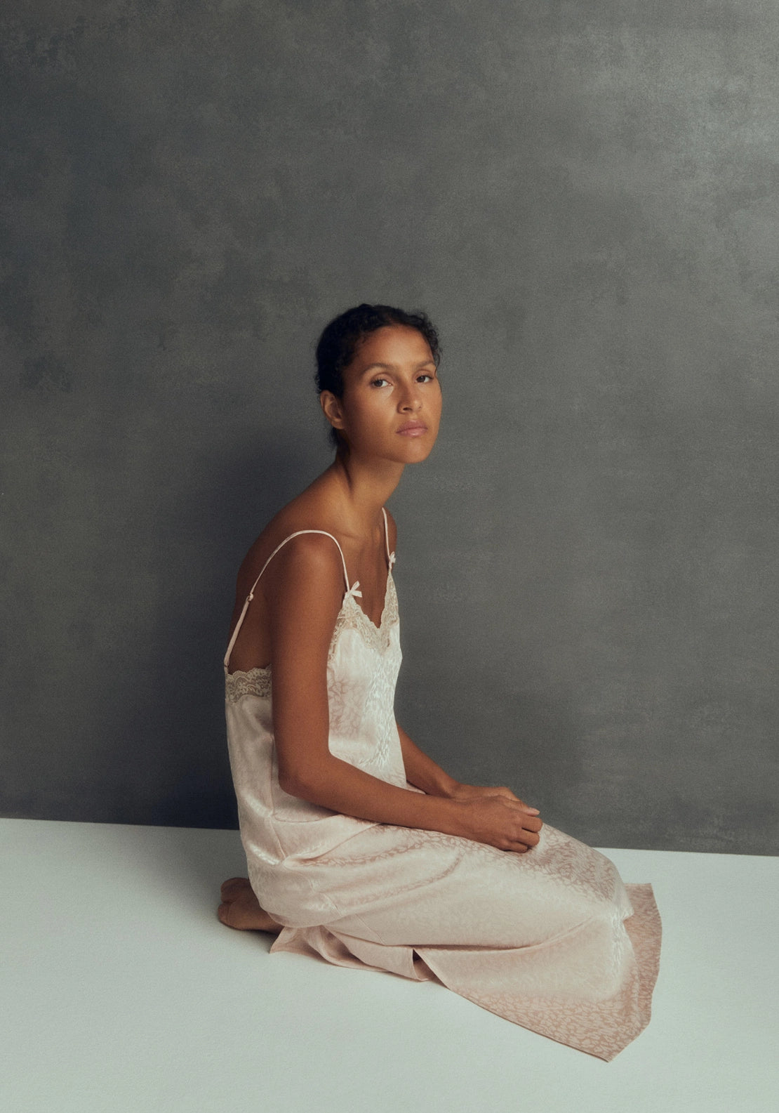 Long Lace Detail Nightdress - Pink