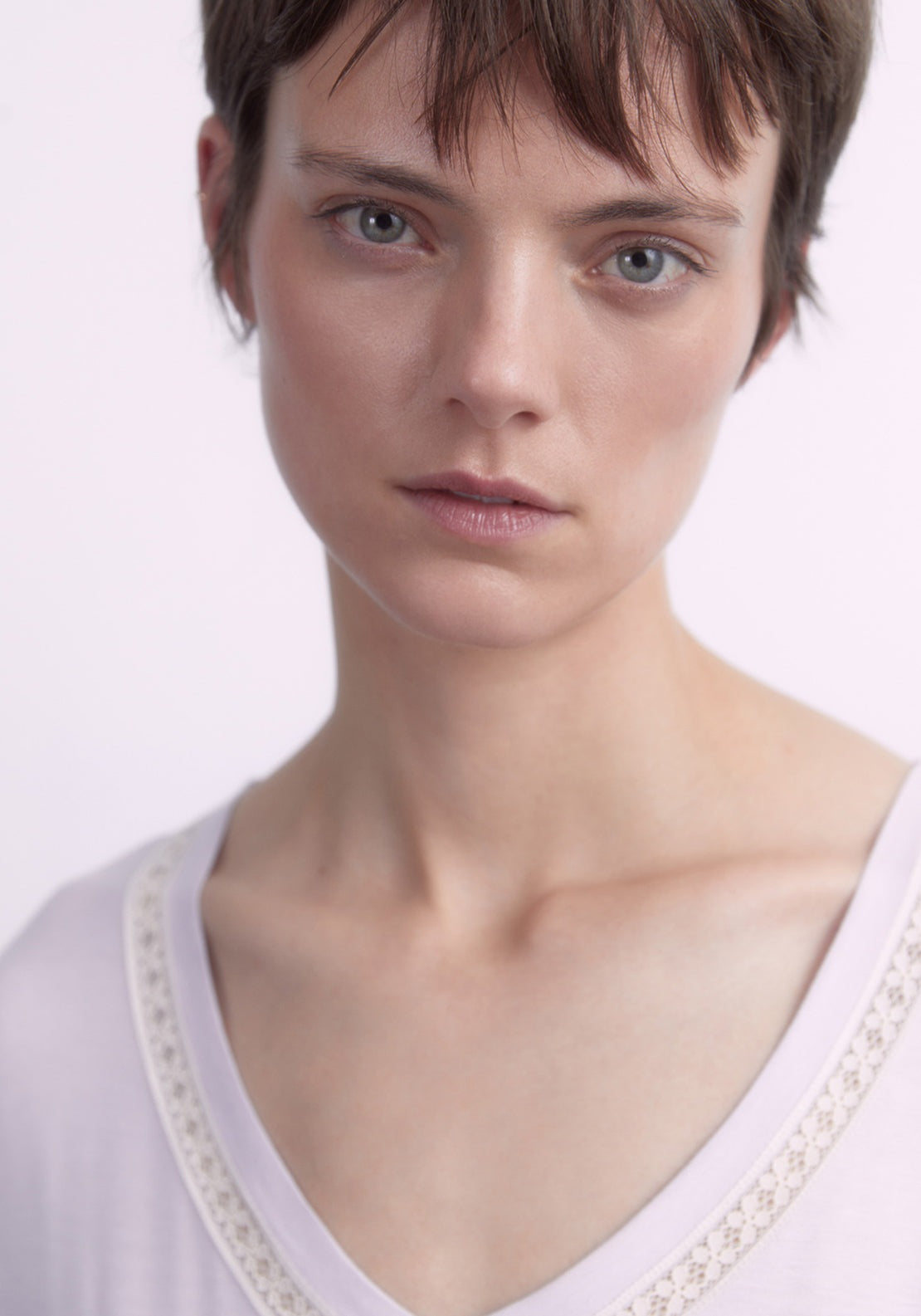 Sfera Lace detail T-shirt - Lilac 2 Shaws Department Stores