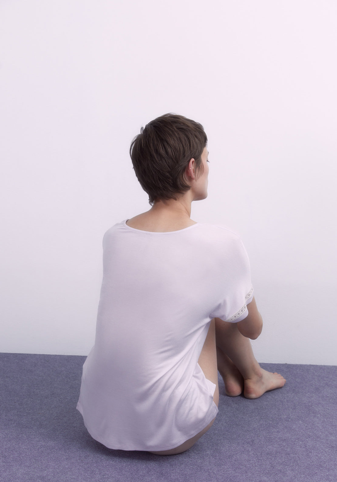 Sfera Lace detail T-shirt - Lilac 4 Shaws Department Stores