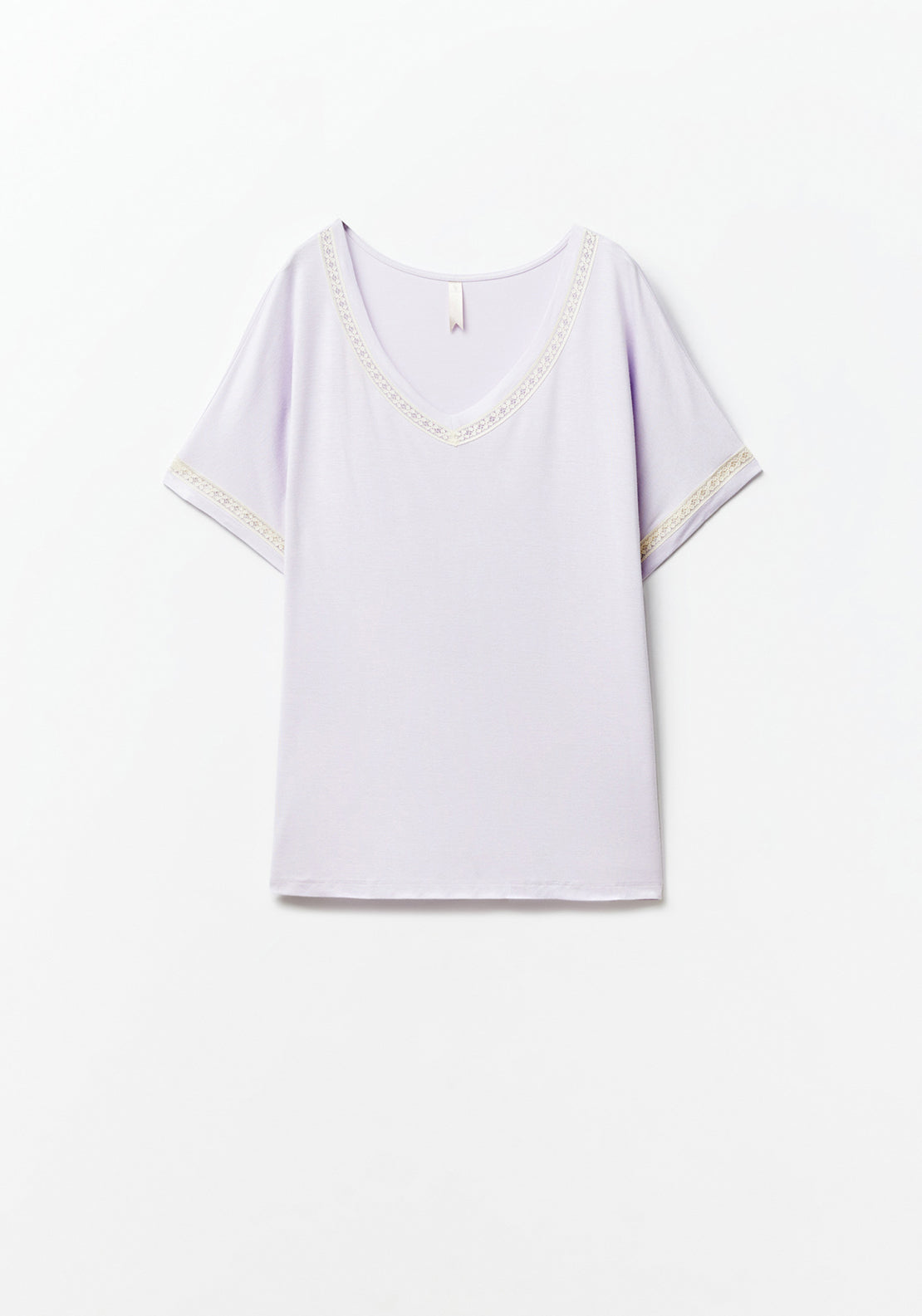 Sfera Lace detail T-shirt - Lilac 5 Shaws Department Stores