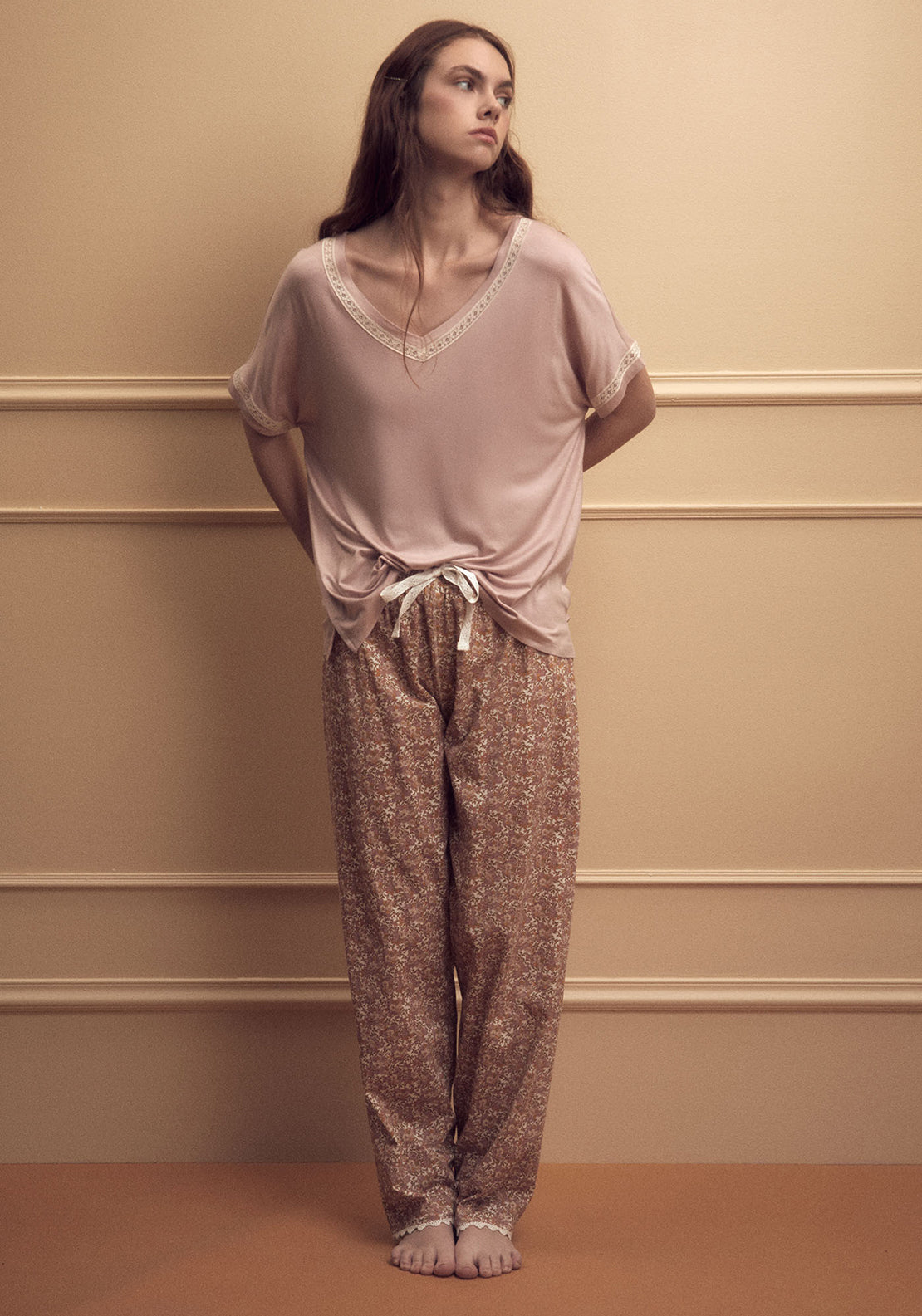 Sfera Lace detail T-shirt - Pink Light 1 Shaws Department Stores
