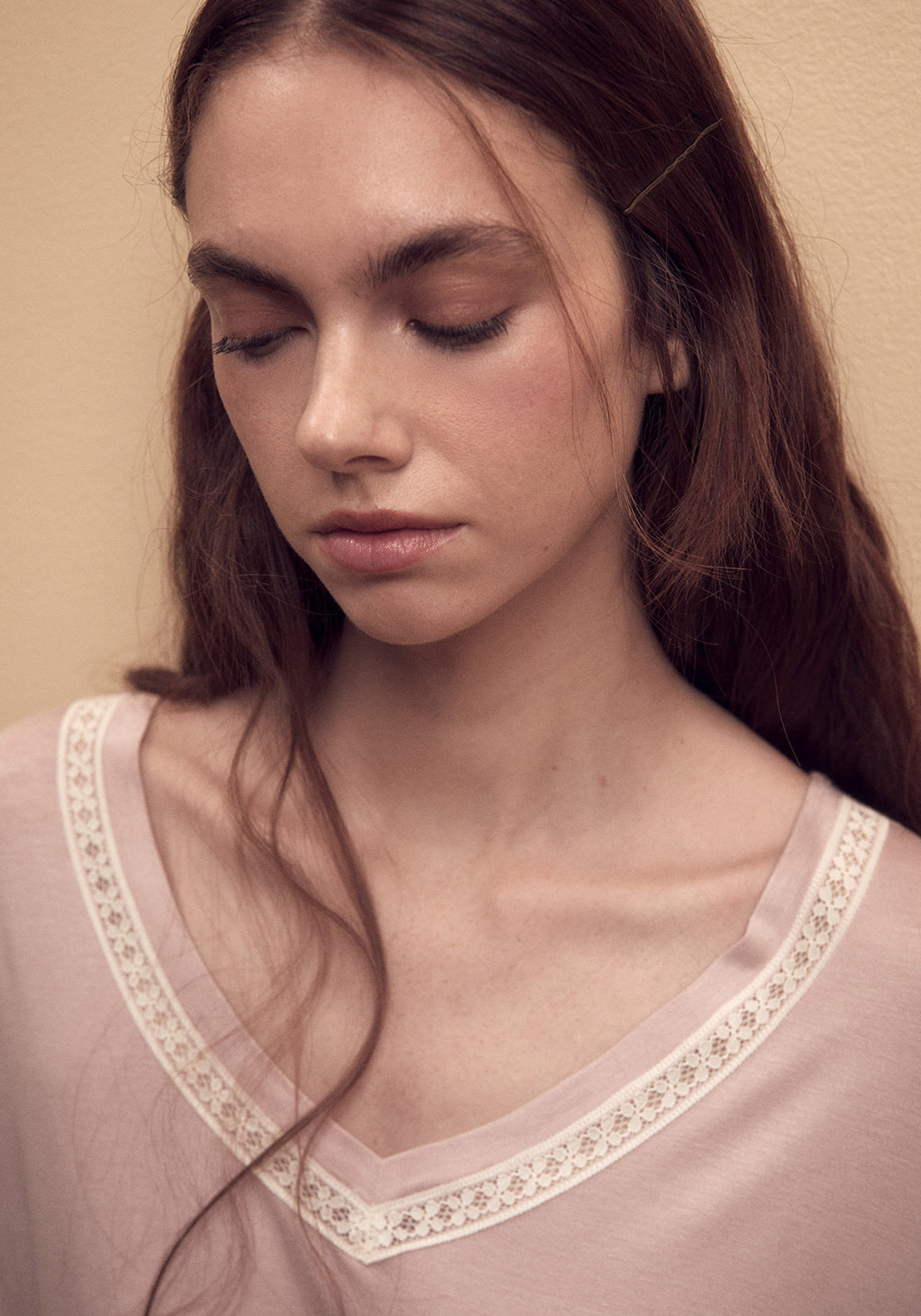 Sfera Lace detail T-shirt - Pink Light 2 Shaws Department Stores