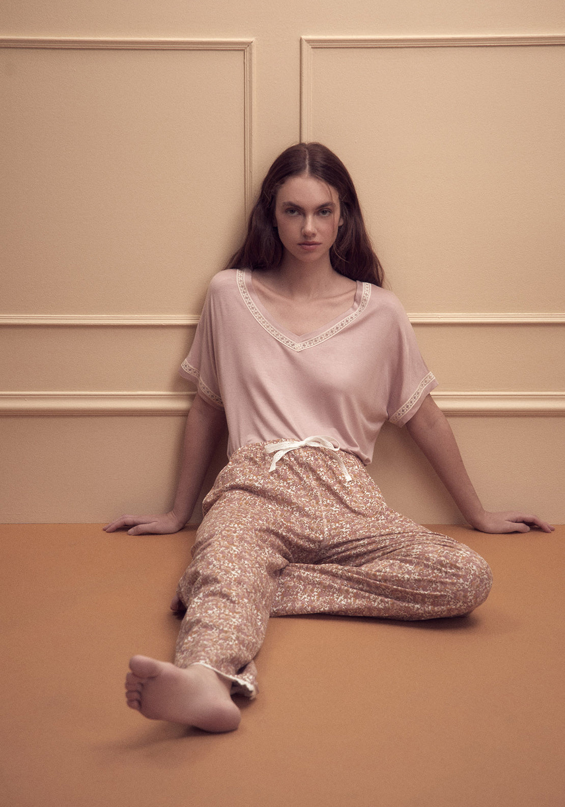 Sfera Lace detail T-shirt - Pink Light 3 Shaws Department Stores