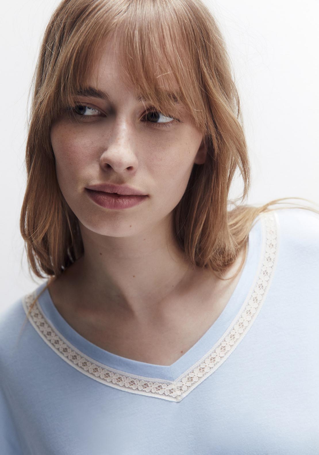 Sfera Lace Detail T-Shirt - Blue Light 3 Shaws Department Stores