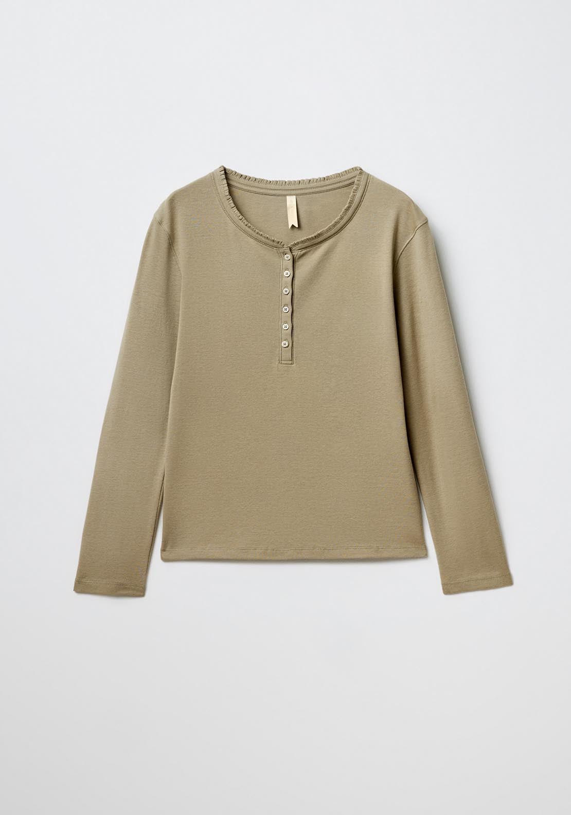 Sfera Plain ribbed long-sleeved T-shirt - Green 6 Shaws Department Stores