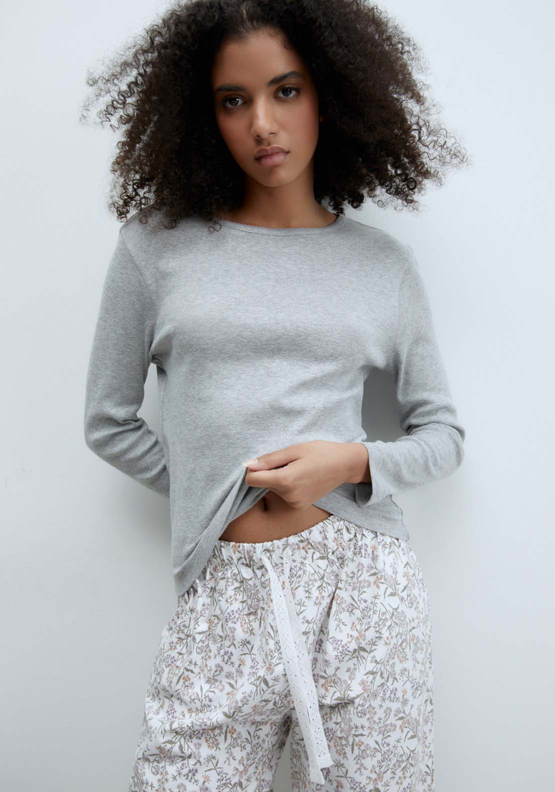 Sfera Plain Open-Knit Top - Grey 5 Shaws Department Stores