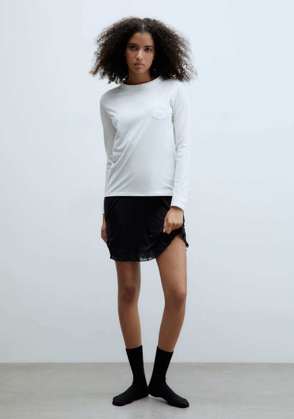 Sfera Pocket Plain Long-Sleeved T-Shirt - White 1 Shaws Department Stores