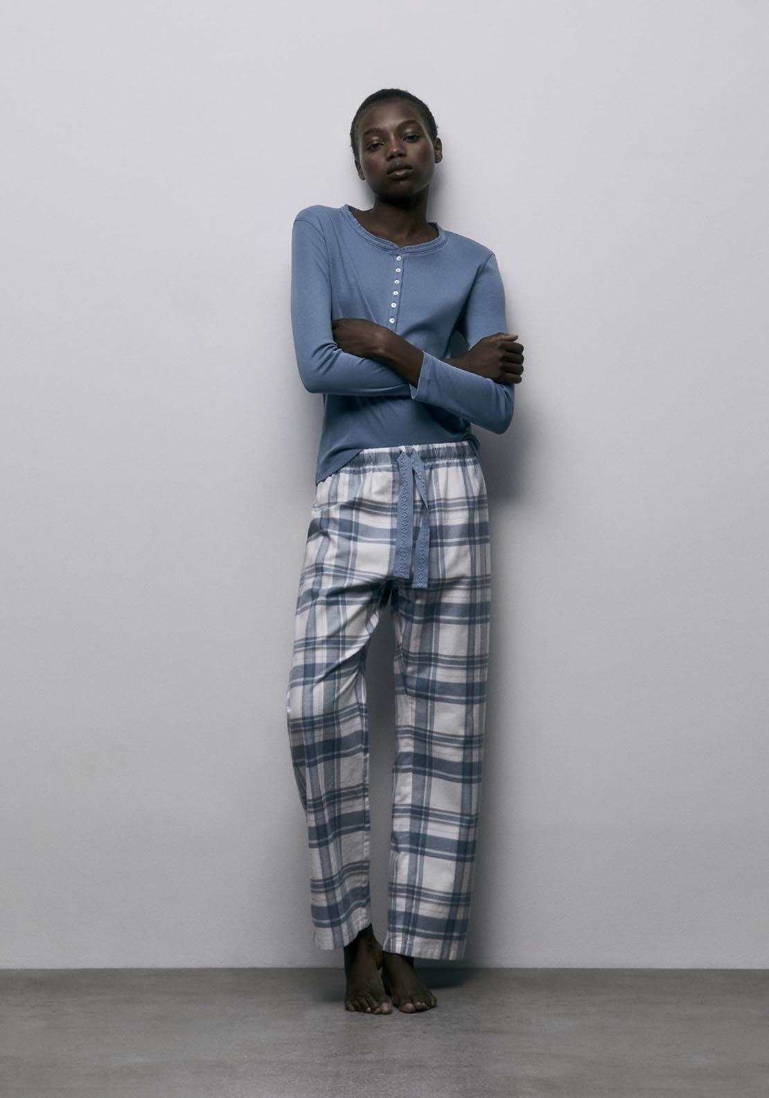 Ribbed Pyjama Top - Blue