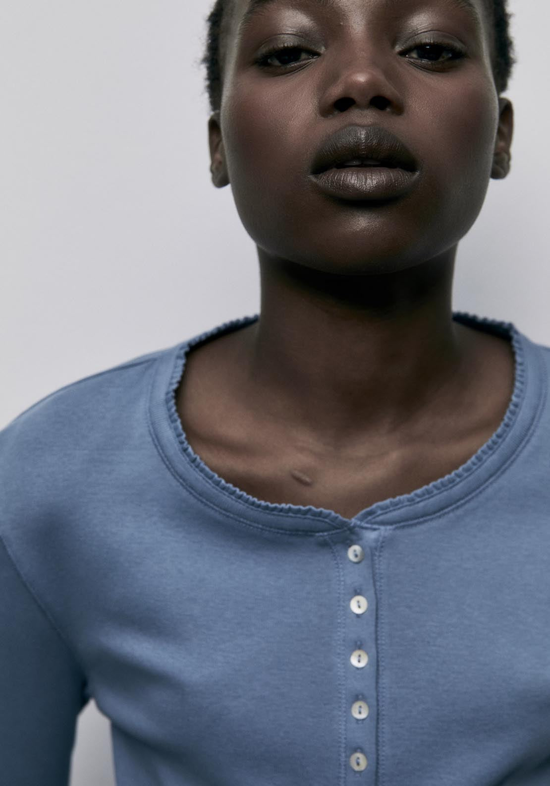 Ribbed Pyjama Top - Blue