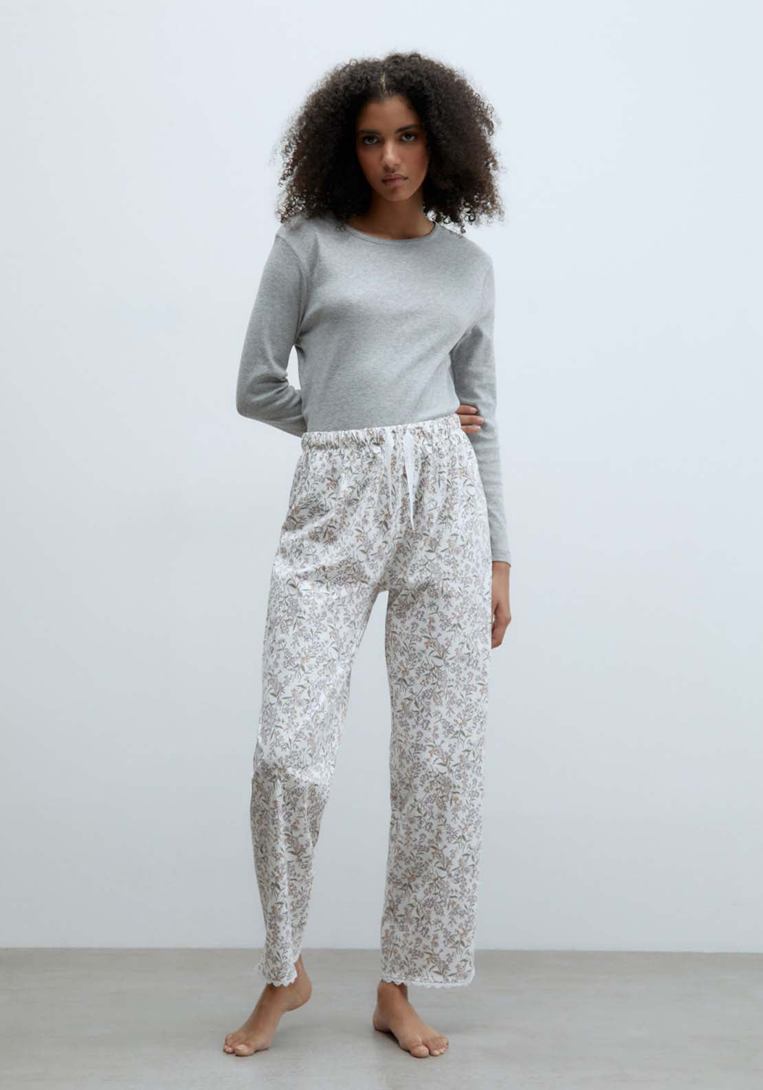 Sfera Flowers Trousers - Grey 1 Shaws Department Stores