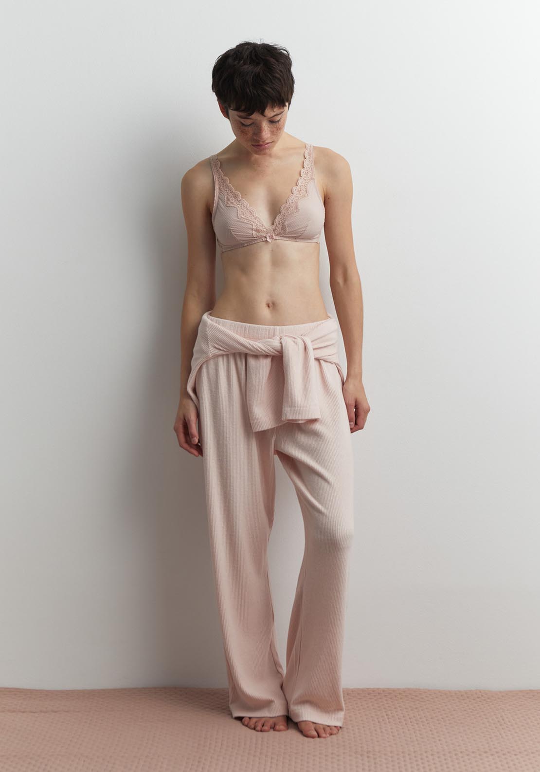 Sfera Wide-rib pyjama bottoms - Pink 1 Shaws Department Stores