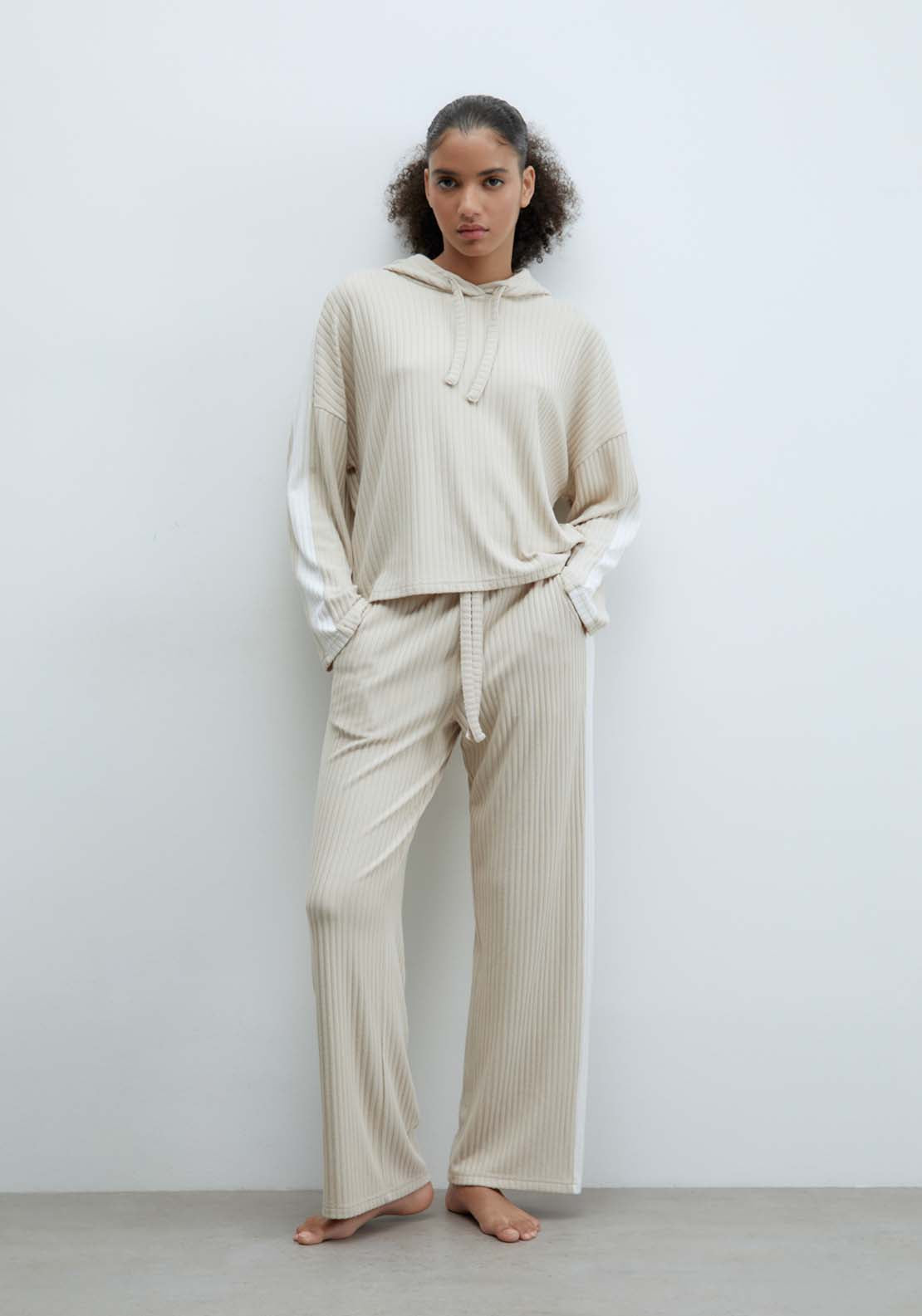 Sfera Ribbed pj trousers - Camel 2 Shaws Department Stores