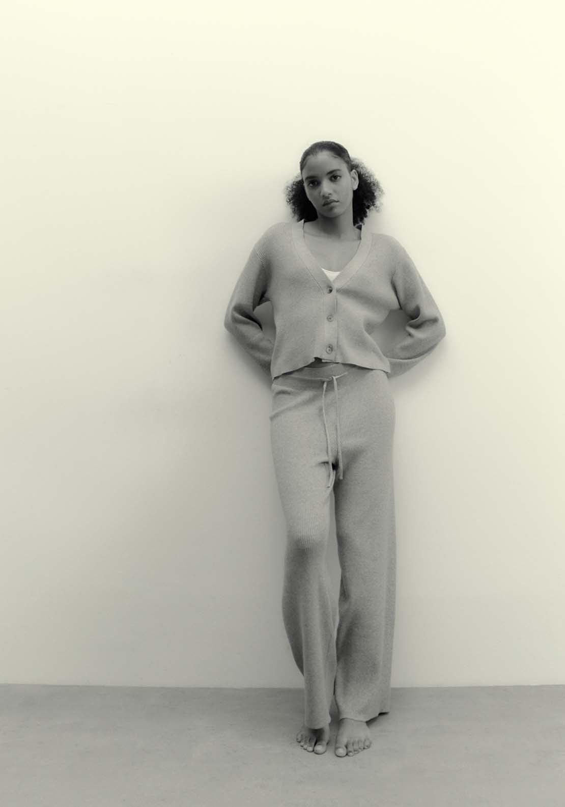 Sfera Ribbed tricot trousers - Grey 5 Shaws Department Stores