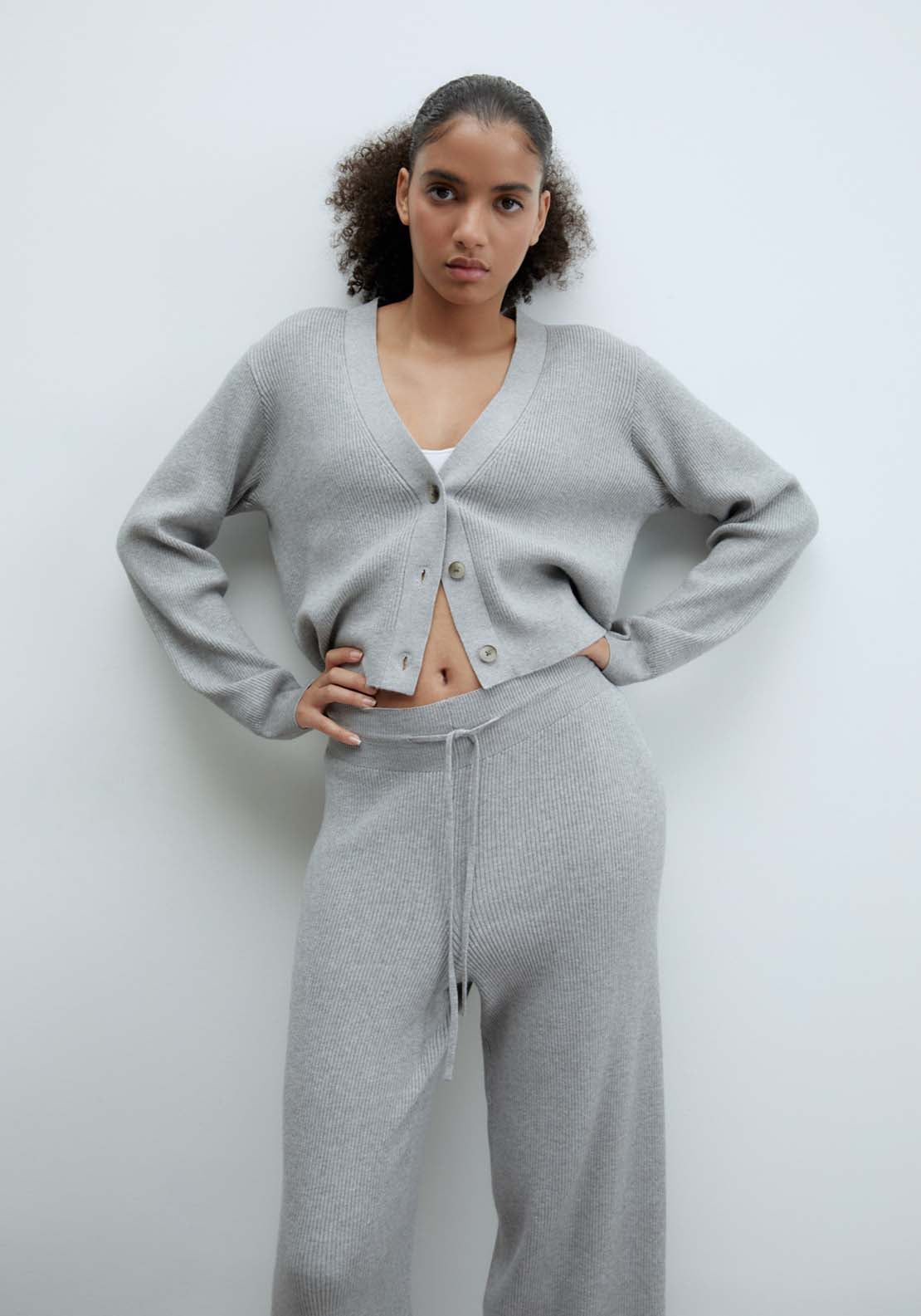Sfera Ribbed tricot trousers - Grey 4 Shaws Department Stores