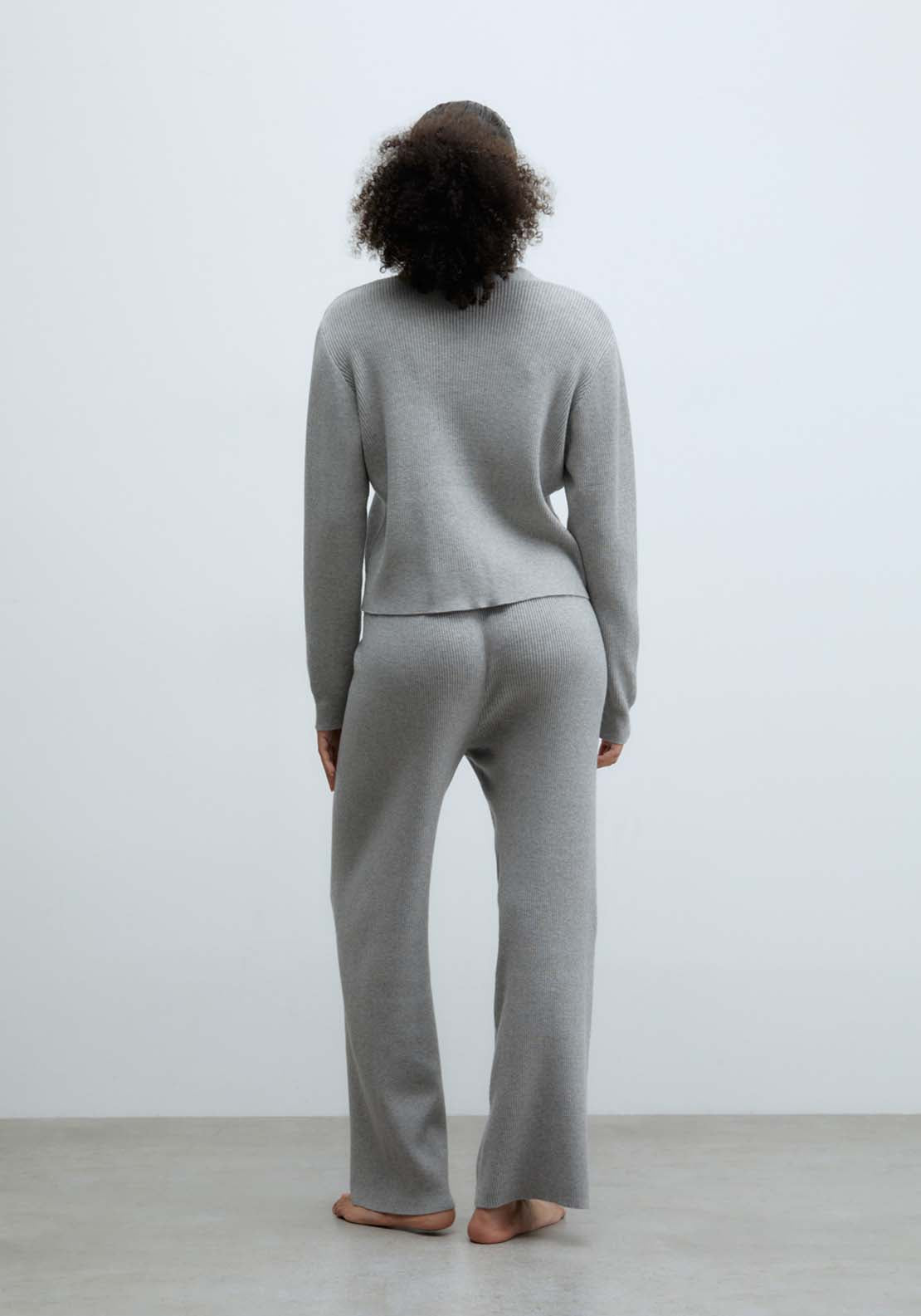 Sfera Ribbed tricot trousers - Grey 2 Shaws Department Stores