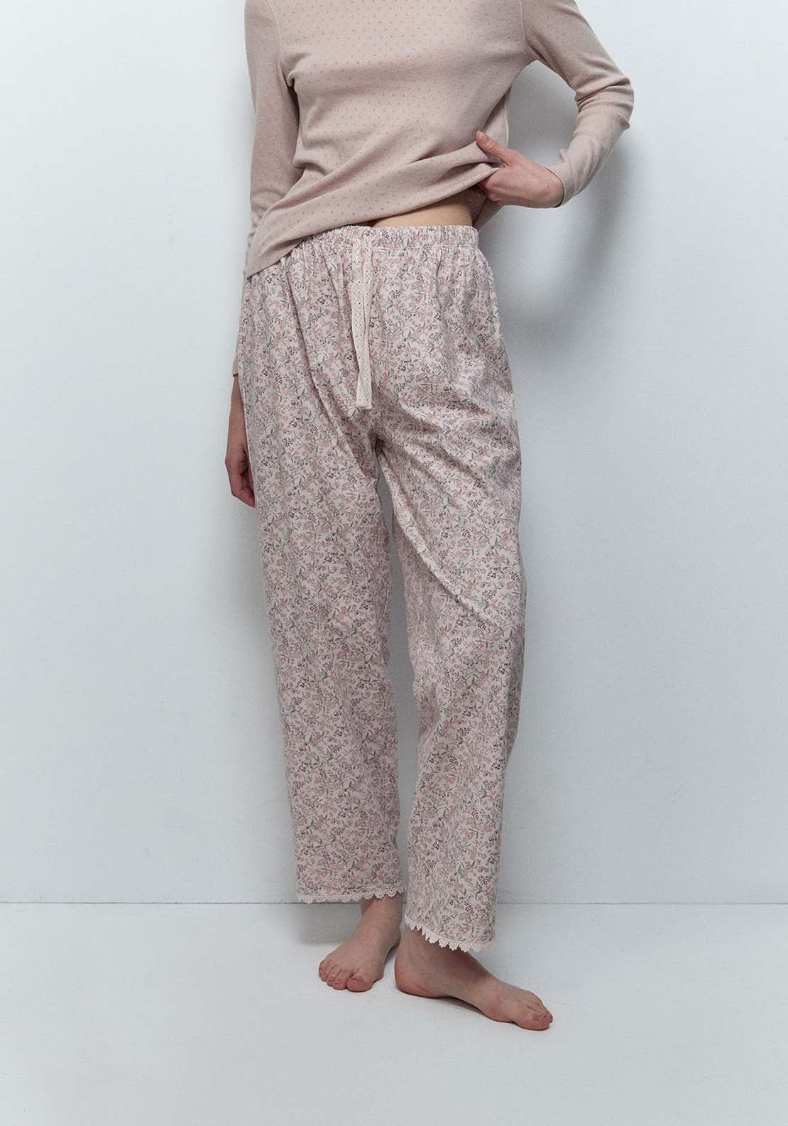 Floral Pyjama Bottoms - Pink